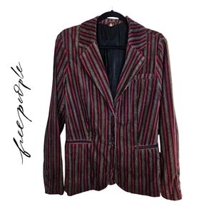 Free People Corduroy Velvet Multicolor Striped Women's Blazer
